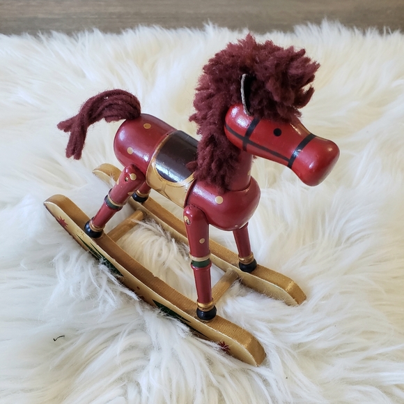 3/$20 VTG Christmas Wooden Rocking Horse Figure
